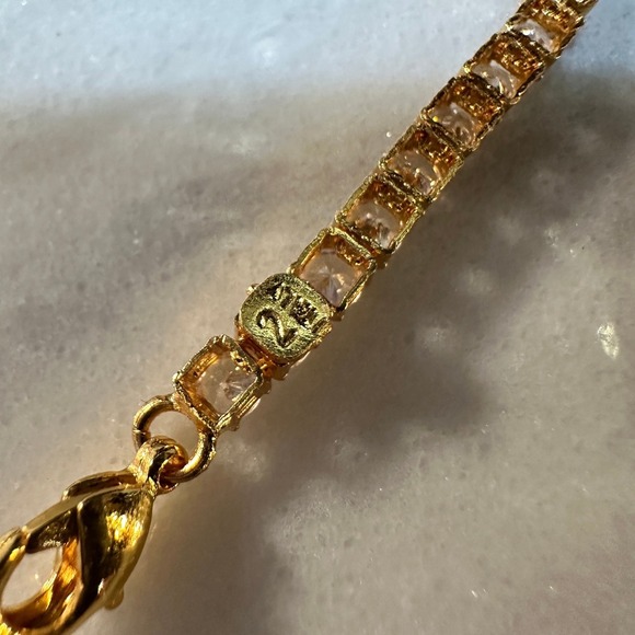 Authentic Pandora, SZ 20CM, Gold Plated White Crystal CZ Tennis Bracelet - Picture 3 of 9